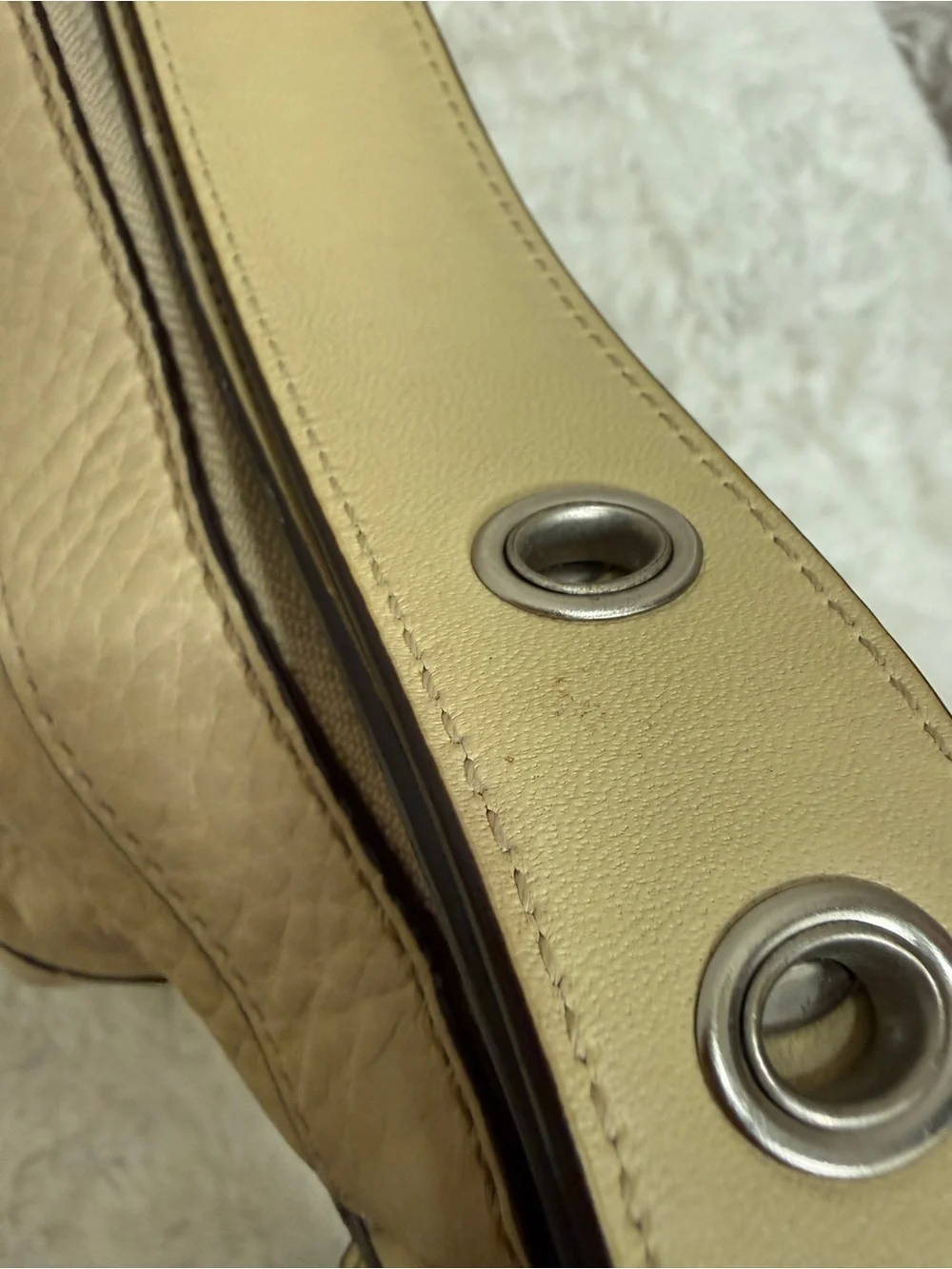 Coach Beige Pebbled Leather Shoulder Factory Bag